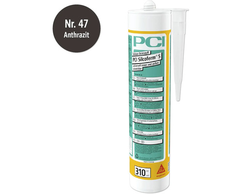 PCI Silcoferm S Silikon Dichtstoff für innen und außen, Anthrazit, 310 ml