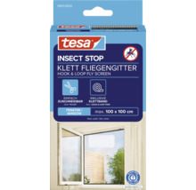 Tesa Insektenschutz Klett Fliegengitter für Fenster, maximale Größe 100 x 100 cm