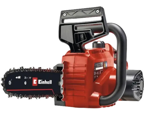 Einhell Akku-Kettensäge mit Führungsschiene und Sägekette.