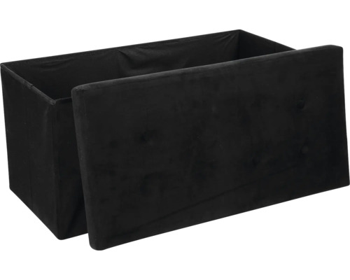 Sitzhocker Velvet schwarz 76x38x38 cm Offene Aufbewahrungsbox mit Deckel