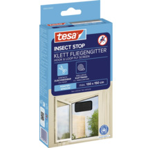 Tesa Insect Stop Klett Fliegengitter für Fenster, inklusive Klettband, maximale Größe 130 mal 150 Zentimeter