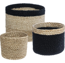 Set aus drei geflochtenen Körben aus Naturfasern für die Aufbewahrung