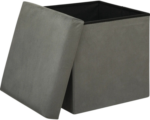 Sitzhocker Samt schwarz 38x38x38 cm Aufbewahrungsbox mit Deckel