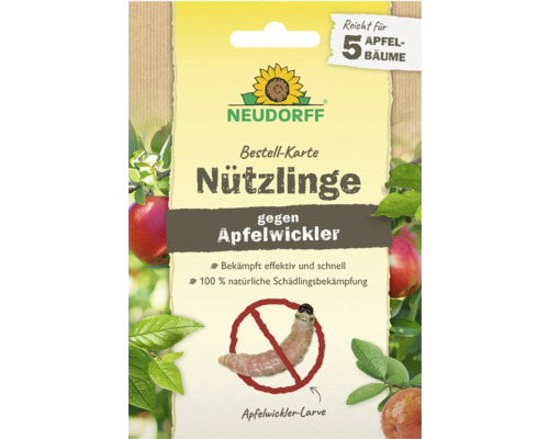Neudorff card to order beneficial insects against codling moths for five apple trees.