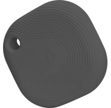 Kompakter dunkelgrauer Bluetooth-Tracker mit strukturierter Oberfläche, Loch für Schlüsselring und Samsung Logo.