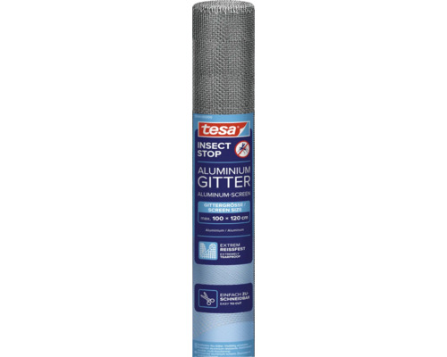 Tesa Insektenschutzgitter aus Aluminium, maximale Größe 100 mal 120 Zentimeter