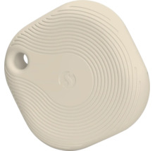 Shelly BLU Tag Bluetooth Tracker in Beige mit spiralförmiger Struktur und Befestigungsöse.