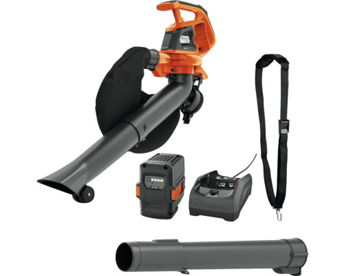 Husqvarna Akku-Laubsauger Set mit Akku, Ladegerät, Schultergurt und Saugrohr