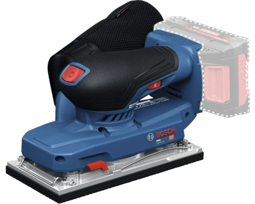Bosch Logo. Akku-Schwingschleifer Professional GSS 18 Volt-13 mit ergonomischem Griff und Staubbeutel.