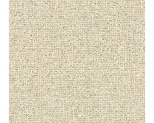 Strukturierte Tapete mit grober Bastoptik in hellem Beige.