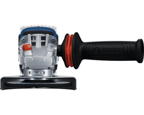 Bosch Winkelschleifer mit vibrationsgedämpftem Zusatzhandgriff und Bosch Logo.