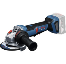 Bosch Professional Akku-Winkelschleifer mit bürstenlosem Motor, Zusatzhandgriff und Schutzhaube, 18 Volt.