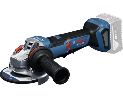 Bosch Professional Akku-Winkelschleifer mit bürstenlosem Motor, Zusatzhandgriff und Schutzhaube, 18 Volt.