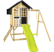 Spielhaus mit Schaukel und Rutsche aus Holz für den Garten