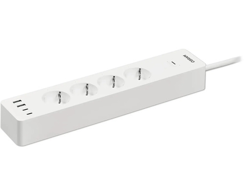 Osram 4-fach Steckdosenleiste in Weiß mit Schalter und Zuleitung.