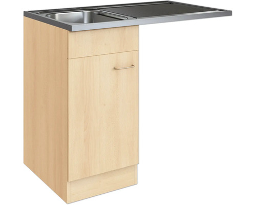 Spülenschrank mit Edelstahlspüle und Arbeitsplatte