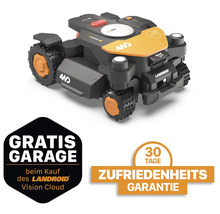 Worx Landroid Vision Cloud Mähroboter mit dem Hinweis Gratis Garage und 30 Tage Zufriedenheitsgarantie