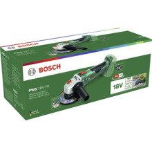 Bosch Akku-Winkelschleifer PWS 18V-70 in der Verpackung, 18 Volt, 125 Millimeter Scheibendurchmesser, ohne Akku und Schleifscheibe.