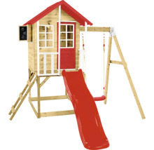 Spielhaus mit Rutsche und Schaukel für den Garten