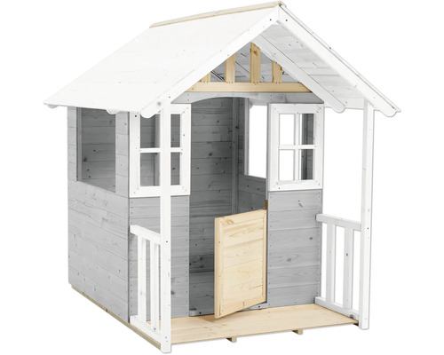 Spielhaus aus Holz mit Tür und Fenstern