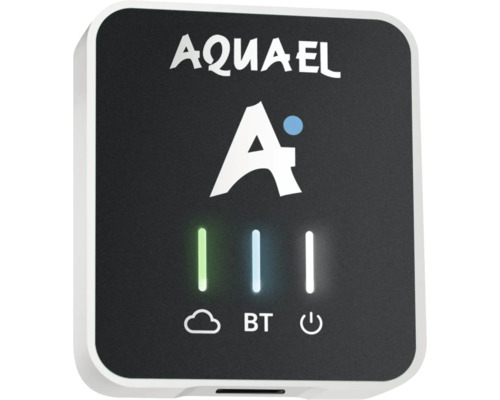 Aquael Gerät mit Cloud-, Bluetooth- und Power-Symbolen