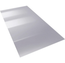 Hohlkammerplatte aus Polycarbonat mit Stegstruktur für Bedachungen und Gewächshäuser.