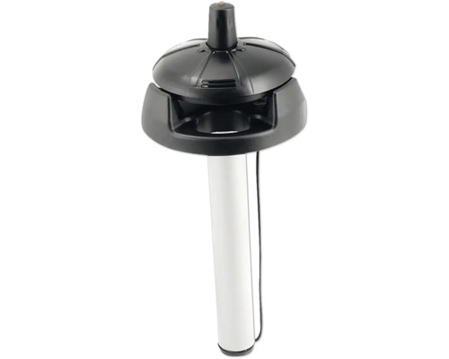 Mechanischer Füllstandsanzeiger für Tanks mit schwarzem Oberteil und weißem Rohr.