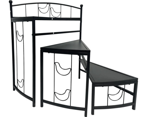 3-stufige Blumentreppe rund Metall 60 x 30 x 65 cm anthrazit Schwarzes Eckregal mit drei Ebenen und Vogelmotiven