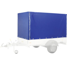 Anhänger mit blauer Plane zum Abdecken der Ladung
