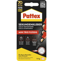 Pattex Sekundenkleber Mini Trio Flüssig, 3 mal 1 Gramm Packung