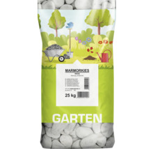 Sack mit weißem Marmorkies, Körnung 40 bis 60 Millimeter, 25 Kilogramm für den Garten