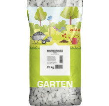 Sack mit weißem Marmorkies mit einer Körnung von 15 bis 25 Millimetern, 25 Kilogramm