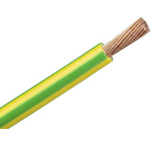 Erdungskabel mit gelb-grüner Isolierung und freiliegenden Kupferdrähten