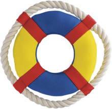 Blau gelber Schwimmreifen mit Seil