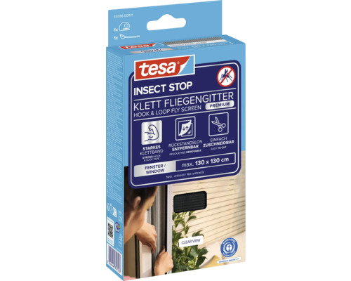 Tesa Insect Stop Klett Fliegengitterverpackung, maximal 130 mal 130 Zentimeter
