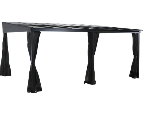 Pavillon mit Dach und Vorhängen