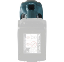 Makita Lithium-Ionen-Akku BL1860B mit 18 Volt und 6,0 Amperestunden an einem Werkzeug mit Entsorgungssymbolen.