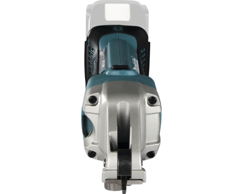 Makita Metallschere in der Draufsicht mit Schneidkopf und Gehäuse.