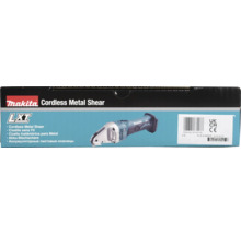 Makita Akku-Blechschere LXT auf Produktverpackung mit Makita Logo.