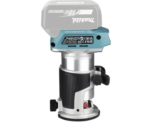 Makita Akku-Einhandfräse DRT50 mit bürstenlosem Motor und 18 Volt Lithium-Ionen-Akku.