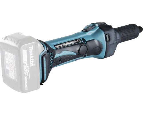 Makita Akku-Geradschleifer 18 Volt mit eingesetztem Akku, ergonomischer Griff.