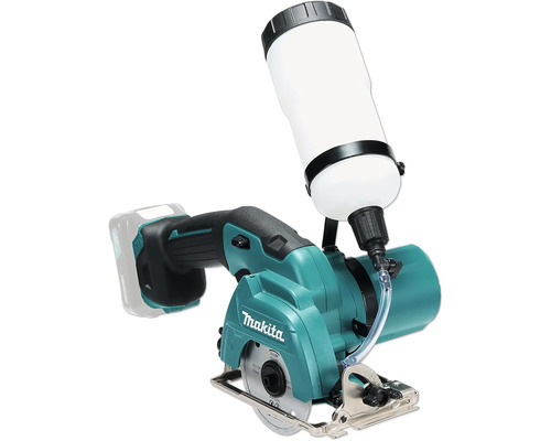 Akku-Glas- und Fliesenschneider von Makita mit Wassertank und Diamantscheibe.
