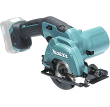 Makita Akku-Handkreissäge mit eingesetztem Akku und Sägeblattschutz.