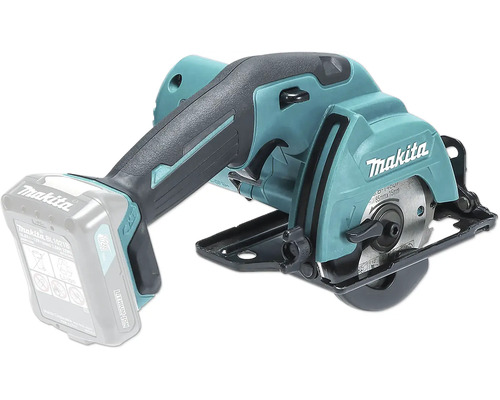 Makita Akku-Handkreissäge mit Sägeblatt und Akku.