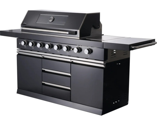 Gasgrill mit Schubladen und Seitenablage