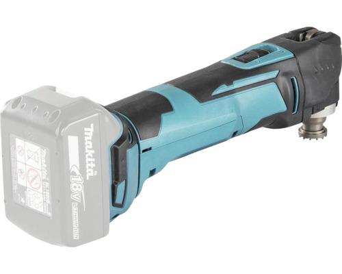 Makita 18 Volt Akku-Multitool mit eingesetztem Akku.