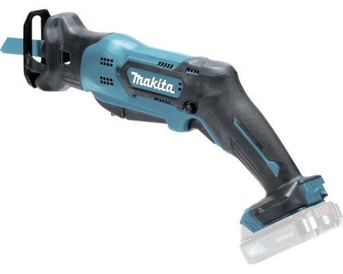 Makita Akku-Säbelsäge mit Lithium-Ionen-Akkumulator und Sägeblatt.