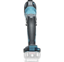 Rückansicht eines Akku-Bohrschraubers mit ergonomischem Griff und Akku-Ladestandsanzeige.