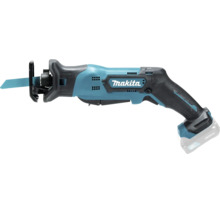 Makita Akku-Reciprosäge mit montiertem Sägeblatt und Akku.