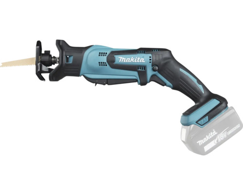 Makita Akku Reciprosäge 18 Volt mit Sägeblatt und Lithium Ionen Akku. Kompaktes Werkzeug für Holzarbeiten und Demontage.